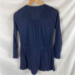 Gap Button Front Tie Waist Dark Blue Cotton Top Size XS Photo 2