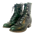 Laredo  Leather Kiltie Logger Boots Dark Emerald Green Lace-Up Women’s Size 6 Photo 0