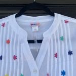 NWOT American Sweatshirt Womens tunic blouse, White, embroiderd eyelets Size S White Photo 9