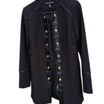 White House | Black Market EUC Faux Leather Trimmed Long Line Duster Jacket Top XS Photo 1