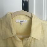 frame denim Frame Linen Raw Fray Hem Button Down Pocket Top butter yellow Photo 1