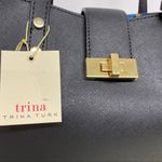 Trina Turk Purse Handbag Satchel Bag Solid Black Noir Floral Lining NWT Photo 3