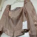 Good American NWT Rose gold pink shimmer square neck blouse top size XL 4 Photo 3