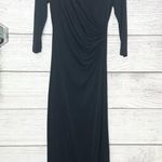 Tadashi Shoji  Vintage Black Ruched Long Sleeve Evening Gown Size Petite Small Photo 9