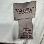 Chico's Chico’s Easywear Flowy Semi Sheer Olive and Cream Top with Flutter Sleeves Photo 5