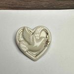 Signed Lenox Porcelain Peace Dove Heart Christmas Holiday Brooch Pin Photo 2