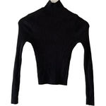 ZARA Black Viscose Mock Neck Knit Ribbed Cropped Long Sleeves Sweater SZ S #1672 Photo 0