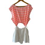 Anthropologie  Coral White Striped Cutout Romper NWT Size Large Photo 3