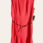 Liz Claiborne Teaberry Pink Sleeveless Flounce Flared Hem Belted Dress Size 12 Photo 0