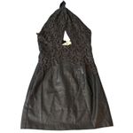 Eva Franco Anthropologie NWT Size 6 Navy Faux Leather Twofer Halter Mini Dress Blue Photo 3