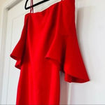 Chelsea 28 off the shoulder flutter sleeve red cocktail dress flawed sz 2P NWOT Photo 4
