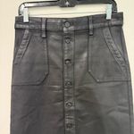 Paige  Meadow Coated Utility Button Front Midi Skirt in Black Fog 27 Photo 2