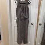 Eileen Fisher  Metallic Grey Sleeveless Wrap Jumpsuit‎ Elegant Evening Wear Photo 1