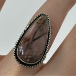 Handmade 925 Peruvian Pink Opal Teardrop Ring 7 1/4 Photo 2