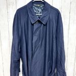 Vintage Reporter Coat Large Navy Collared Button Belted Split Back Long Peacoat Blue Photo 0
