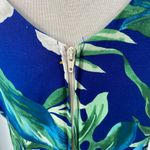 Vintage 90s Hawaiian Mini Dress Hibiscus Floral Palm Print Sleeveless Blue M Size M Photo 4