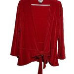 Chico's  Travelers Cardigan Sweater Long Sleeve Open Tie Front Slinky Knit Red XL Photo 0