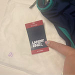 Lands' End  Lined Scoop Neck One-Piece Swimsuit Navy/Green Athletic Size XL New Photo 4