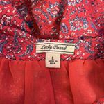 Lucky Brand  Floral Red‎ Dress Size L Drawstring Sleeveless BOHO Folk Festival Photo 3
