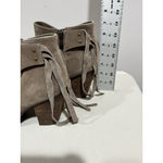 Franco Fortini Woman’s Lyza Tan Suede Side Zip Block Heel Bootie 9.5 Fringe Photo 3