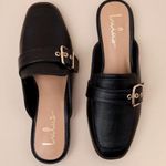 Lulus Black Buckle Mules Slides Photo 1