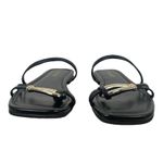 Nine West Tigra Square Toe Strappy Slide Flat Sandal Black Gold Size 7M Photo 3