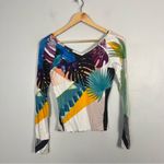 Bebe New all over printed top haut motif long sleeve bedazzled size small Photo 6