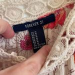 Forever 21 Cream Beige Pink Orange Floral Crochet Lace Cold Shoulder Crop Top M Photo 3