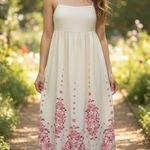 Commense Womens Maxi Dress Floral Sleeveless Casual Summer Cream Pink Size M Size M Photo 9