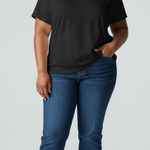 J.Crew Slub Cotton V-neck Tee Shirt Black Casual Short Sleeve Top Weekend Lounge Photo 0