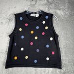 Blair Sweater Womens Large Black Multi Polka Dot Vest Retro Knit 90s Y2k Boho Photo 1