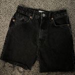 ZARA  Black Jean Shorts Frayed Denim High-Waisted Distressed 4 Photo 0