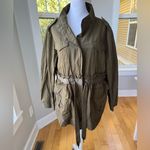 Vera Wang Simply Vera  Olive Green Trench Coat Anorak Utility Jacket Petite XL Photo 1