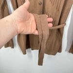 Pendleton  Ribbed Knit Cardigan Belted Long Sleeve V Neck Tan Silk Cotton Blend Photo 5