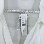 J.Crew NWT Bungalow Feather-Embellished Chiffon Blouse in Ivory Size XL Photo 6