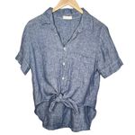 CP Shades  Womens Minimalist Linen Button-Up Tie Front Shirt Small Photo 0