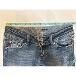 Miss Me  Low Rise Denim Medium Blue Shorts Sz 26 Raw Hem Button Flap Pockets Photo 9