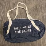 NWOT Women blue denim color Jean Gym bag MEET AT THE BARRE print sporty classic Photo 2