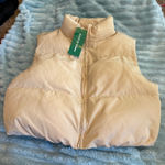 Shein Crop Puffer Vest S Tan Photo 0