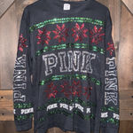Victoria's Secret Victoria Secret PINK Sz Large Christmas Long Sleeve Top Oversized Bling Sequin Photo 0