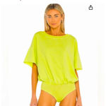 Free People revolve neon green cozy girl bodysuit NWOT fall casual ribbed Photo 1