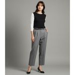 Loft Petites High Waist Wide Leg Cropped Pants Grey with belt - Size 12P Photo 1