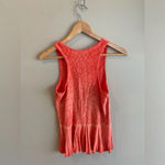 Free People  Rally Tank‎ Top Orange Perforated Peplum Summer Tank EUC XS Photo 1