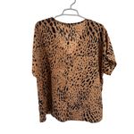 Entro Black Tan Leopard cheetah Print Blouse m short sleeve casual oversized Photo 1