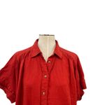 J.Crew  Relaxed-Fit Linen Shirt-Dress Short Sleeve Button Down Red Size Large Photo 3