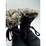 Khombu  Slope Black Fur Lined Suede Leather Winter Lace Up Waterproof Boots Sz 7 Photo 6