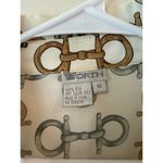 Worth Long Sleeve Chain Print Button Up Shirt 100% Silk Cream Women's Size 16 Gold Photo 4