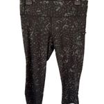 Lululemon Top Speed Crop Leggings Size 8 Star-Crushed Coal Black Geo Print Photo 1