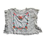 Umgee  Women's Loose Fitting Short Floral White Top Photo 1