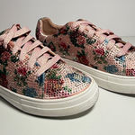 La Sheelah The Devin Rhinestone Low Top Lace Up Sneakers Size 10 Y2K Glam Flower Pink Photo 0